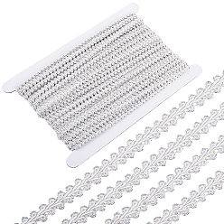 Серебро 27.5ярдов полиэстеровой кружевной ленты, аксессуары для одежды, с картой дисплея 1pc картона, серебряные, 1/4 дюйм (7 мм)