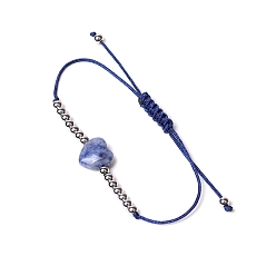 Blue Spot Jasper Natural Blue Spot Jasper Heart Braided Bead Bracelet, 6-3/4~9-7/8 inch(17~25cm)