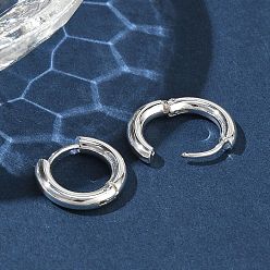 Серебро 304 обруч серьги из нержавеющей стали замке, круглые, серебряные, 16x3 мм, 9 датчик