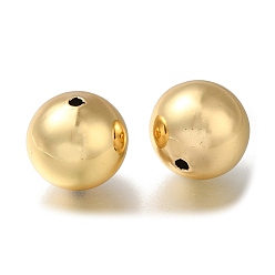 Настоящее золото 18K Стойки обшивки латунные бусины, долговечный, без свинца и без кадмия, круглые, реальный 18 k позолоченный, 14 мм, отверстие : 1.8 мм
