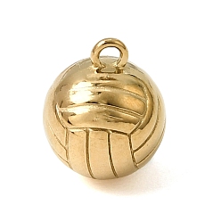 Volleyball 316 прелести нержавеющей стали, ионное покрытие (ip), тема спортивного мяча, реальный 18 k позолоченный, волейбол, 12x10 мм, отверстие : 1.6 мм