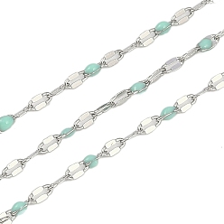 Небесно-голубой Латунные цепочки, с эмалью, с катушкой, пайка без свинца и кадмия, платина, голубой, 4x2x1 мм