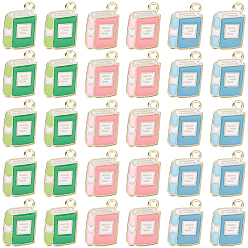 (52) Непрозрачная лаванда 60шт 3 цвета позолоченный сплав эмалированные подвески, без кадмия и без свинца, книжное очарование, разноцветные, 17x11x1 мм, отверстие : 1.6 мм, 20 шт / цвет