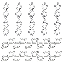Silver 20Pcs Brass Links Connectors, Infinity, Silver, 16.5x6.5x2mm, Hole: 1mm