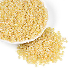 Светло-хаки Бисер из стекла , Цейлон, круглые, светлый хаки, 8/0, 3 мм, отверстие : 1 мм, Около 10000 шт / фунт