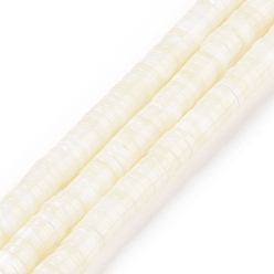 Белый Натуральная оболочка из трохидных оболочек, колонка, белые, 8x2 мм, отверстие : 0.8 мм, около 173 шт / нитка, 15.5 дюйм (39.5 см)