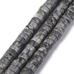 Map Stone Natural Map Stone/Picasso Stone/Picasso Jasper Bead Strands, Heishi Beads, Flat Round/Disc, 6x3mm, Hole: 1mm, about 119~131pcs/strand, 14.76~15.74 inch(37.5~40cm)