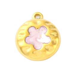 Цветок 304 подвески из нержавеющей стали, с эмалью, ионное покрытие (ip), реальный 18 k позолоченный, плоский круглый шарм, цветок, 17.5x15x2.5 мм, отверстие : 1.5 мм