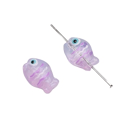 Лиловый Бусины лэмпворк , бусины ручной работы, рыба, сирень, 14x10 мм