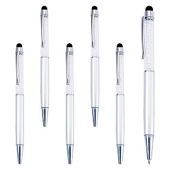 Серебро 5шт. пластиковая шариковая ручка, с кристаллом внутри, серебряные, 146x13x9.5 мм
