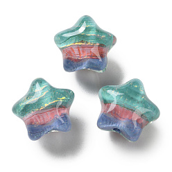 Темно-Голубой Прозрачные акриловые бусины с градиентным цветом, нарисованные вручную, звезда, глубокое синее небо, 19.5x21.5x16 мм, отверстие : 2.3 мм