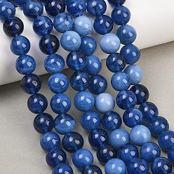 Синий Ручной работы бусины прядь, имитация нефрита, круглые, синие, 10~10.5 мм, отверстие : 0.5 мм, около 36~38 шт / нитка, 13.98~15.35'' (35.5~39 см)