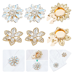 Золотой 4шт 2 стиль сплава стеклянные запонки, с латунной фурнитурой , цветок, золотые, 34.5x7.5x18x5 мм, отверстие : 5 мм, 2 шт / стиль