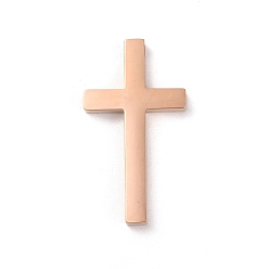 Розовое Золото Ионное покрытие (ip) 304 подвески из нержавеющей стали, лазерная резка, крест очарование, розовое золото , 31x17x3 мм, отверстие : 1.8 мм