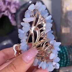 Васильковый Сплав клипы коготь волос, с натуральным содалита, бабочка, аксессуары для волос для женщин и девочек, васильковый, 80x50x20 мм