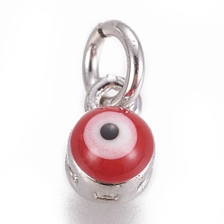 Платина Латунь эмаль прелести, злые глаза, платина, 4x4 мм, отверстие : 2 мм