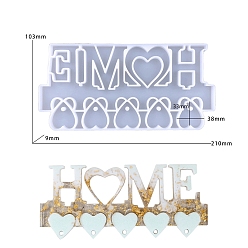 Heart Key Rack DIY Food Grade Silicone Mold, Resin Casting Molds, for UV Resin, Epoxy Resin Craft Making, Heart, 103x210x7mm
