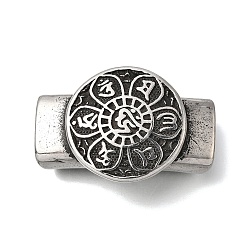 Античное Серебро 304 из нержавеющей стали слайд прелести, для изготовления кожаных браслетов, прямоугольный и плоский круглый с цветком, античное серебро, 39.5x25.5x12 мм, отверстие : 13x6.5 мм