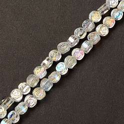 Прозрачный АВ Гальванизируйте прозрачное стекло бисер нитей, с покрытием AB цвета, плоско-круглые с розой , ясно AB, 6x4 мм, отверстие : 0.8 мм, около 110 шт / нитка, 25.98 дюйм (66 см)