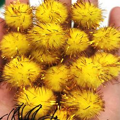 Золотистый Ручной работы поделок кукла ремесло Pom Pom Pom Pom пряжи шарики, с металлического корда, золотые, 2.5 см, около 1000 шт / упаковка