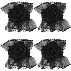 Черный Корсаж из полиэстера, ткани цветок, для свадьбы, партийные украшения, чёрные, 90x120x28.5 мм