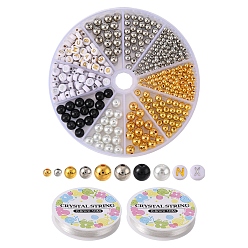 (52) Непрозрачная лаванда Набор для изготовления браслета из бисера своими руками, включая абс-пластик, стеклянный жемчуг и акриловые бусины, эластичная нить, разноцветные, 420 шт / коробка