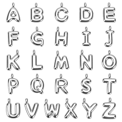 Нержавеющая Сталь Цвет 26 шт 26 стили 304 подвески из нержавеющей стали, буква аз ~ г очарование, цвет нержавеющей стали, 18~20x9~15.5x4 мм, отверстие : 1.6 мм, 1 шт / стиль