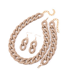 Светло-коричневый Комплекты акриловых цепочек-цепочек, сережек-подвесок и браслетов, золотые, загар, Ожерелье: 430 mm