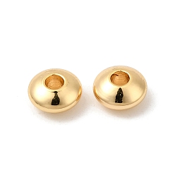 Настоящее золото 18K Латунные бусины, без никеля , плоско-круглые, реальный 18 k позолоченный, 6x3 мм, отверстие : 2 мм