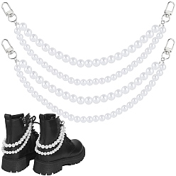 Платина 2 шт стеклянные жемчужные цепочки цепи для ремней для ботинок, с поворотными застежками сплава, платина, 315 мм