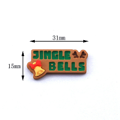 Темно-Золотистый Рождественская серия из непрозрачной смолы декодирует кабошоны, слово колокольчик, темные золотарник, 15x31 мм