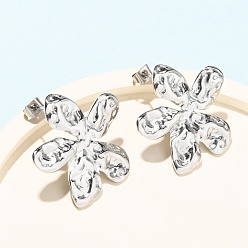 Нержавеющая Сталь Цвет День святого Валентина 304 серьги-гвоздики из нержавеющей стали, цветок, цвет нержавеющей стали, 29x28 мм