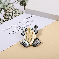 Frog Paua Shell Brooches for Backpack Clothes, Frog, 35x55mm