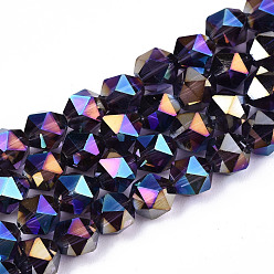 Индиго Гальванизируйте прозрачное стекло бисер нитей, с покрытием AB цвета, граненые, круглые, индиговые, 6x5.5x5.5 мм, отверстие : 1 мм, около 98~100 шт / нитка, 21.26~22.44 дюйм (54~57 см)