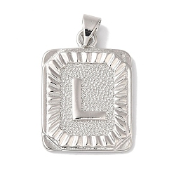 Letter L Стойки обшивки латунные подвески, долговечный, без свинца и без кадмия, квадрат с подвесками в виде букв, Письмо L, 24x17x2.5 мм, отверстие : 4x3.5 мм