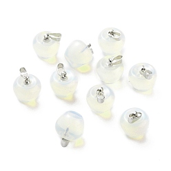 Opalite Opalite Pendants, with Platinum Brass Loops, Apple, 14~15x14x14mm, Hole: 6x3mm