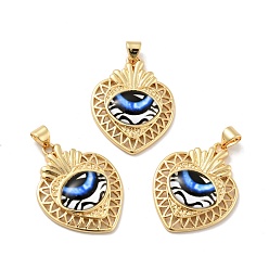 Синий Непрозрачные подвески смолы, с фурнитурой из позолоченной латуни тона 18 k, сердце с очарованием глаз, без кадмия, без никеля и без свинца, синие, 29x22.5x7 мм, отверстие : 3.5x4.3 мм