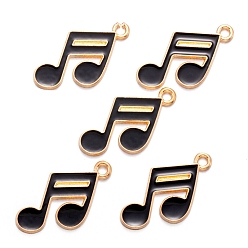 Musical Note Подвески из эмали и сплава, золотые, музыкальная нота, 15x20 мм, отверстие : 2 мм