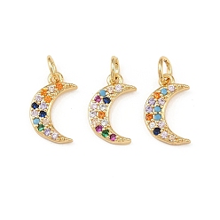 Настоящее золото 18K Латунные микро проложить кубического циркония прелести, Луна прелести, стойки покрытие, долговечный, без кадмия и без свинца, с целью перехода в кольце, реальный 18 k позолоченный, 13x8x2 мм, отверстие : 3.4 мм