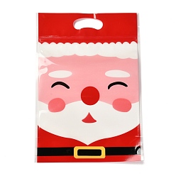 Santa Claus Christmas Theme Rectangle Plastic Zip Top Candy Storage Bags, Self Seal Bag, for Biscuit & Candy Packaging, Santa Claus, 220x155x0.1mm, 50pcs/bag