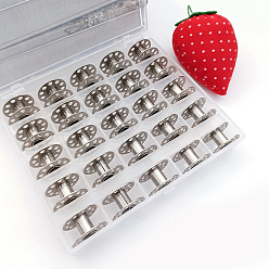 Platinum Iron Bobbins, Sewing Thread Holders, for Sewing Tools, Silver, 20x10mm, Hole: 6mm, 25pcs/box