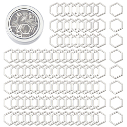 Platinum 100Pcs Alloy Linking Rings, Hexagon, with Round Aluminium Tin Cans, Platinum, 12x14x1mm