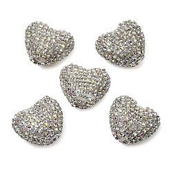 Прозрачный АВ Сверкающие акриловые бусины в форме сердца с украшением из страз, для самодельных украшений и украшений для ручек, ясно AB, 24x27.5~28x15 мм, отверстие : 3 мм