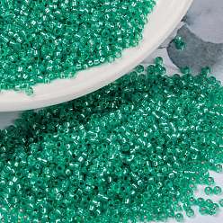 (RR572) Окрашенный Аква-зеленый Алебастр с Серебряной Подкладкой  Миюки круглые бусины рокайль, японский бисер, (rr 572) окрашенный алебастр с серебристым оттенком цвета морской волны, 15/0, 1.5 мм, Отверстие: 0.7 мм, о 5555 шт / бутылка, 10 г / бутылка