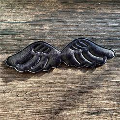 Черный Ткань крылья ангела орнамент аксессуары, крылья с тиснением из ткани, ремесленные крылья, для детской одежды своими руками, аксессуары для волос, чёрные, 30x100 мм