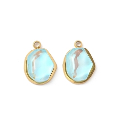 Настоящее золото 18K 304 подвески из нержавеющей стали, самородки, со стеклом, ионное покрытие (ip), реальный 18 k позолоченный, 13x9.5x4 мм, отверстие : 1.4 мм