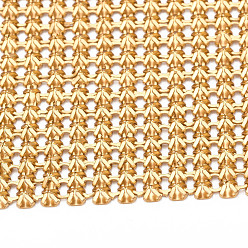 Gold Aluminum Beaded Trim Mesh Ribbon Roll, for DIY Jewelry Craft Making, Gold, 19-1/4~19-3/4 inch(490~500mm)