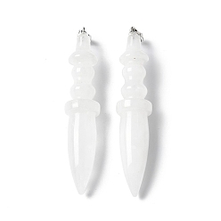 Хрусталь Природного кварца хрустальных подвесок, с латунной найти, конус, 68.5~70.5x13.5~14.2 мм, отверстие : 6.5x4.5 мм