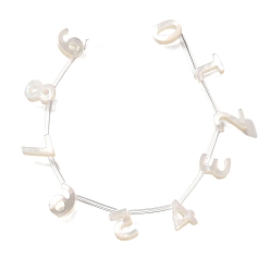 Кремово-белый 10 шт 10 стили натуральные пресноводные бусины из ракушек, число 0~9, Топ пробуренной, кремово-белые, 9.5~10x6.5~7.8x2.5 мм, отверстие : 0.8 мм, 1 шт / стиль