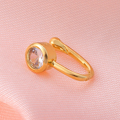 Плоский Круглый Латунные микро-паве прозрачные кубические цирконии клипсы на носовые кольца, золотые, плоско-круглые, 12 мм, штифты : 0.6 мм